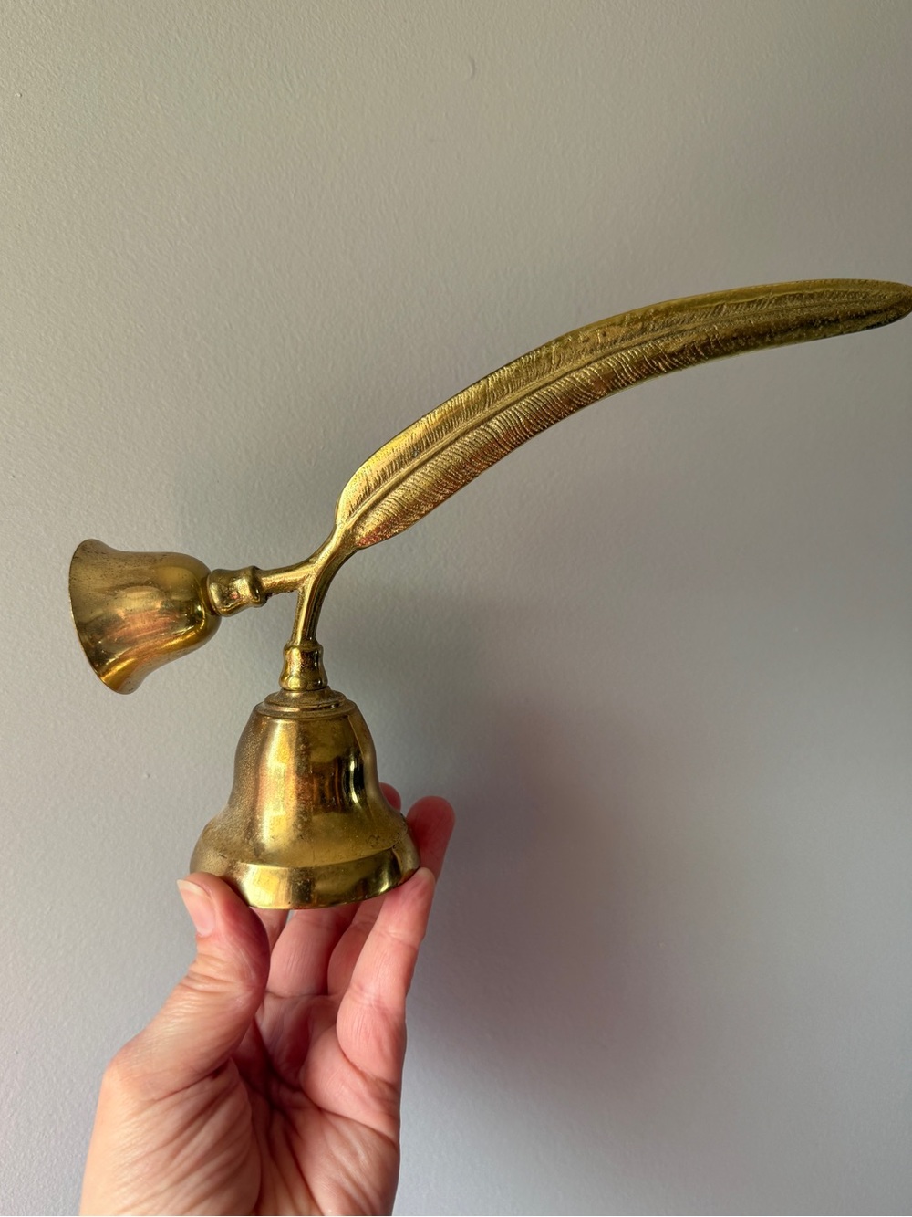 Vintage Brass Feather Double Bell